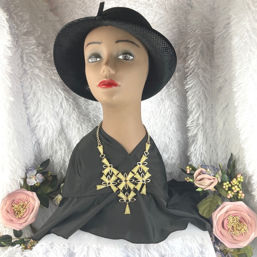 Unbranded Statement Bib Necklace Women OS Yellow Gold Tone Geometric Floral